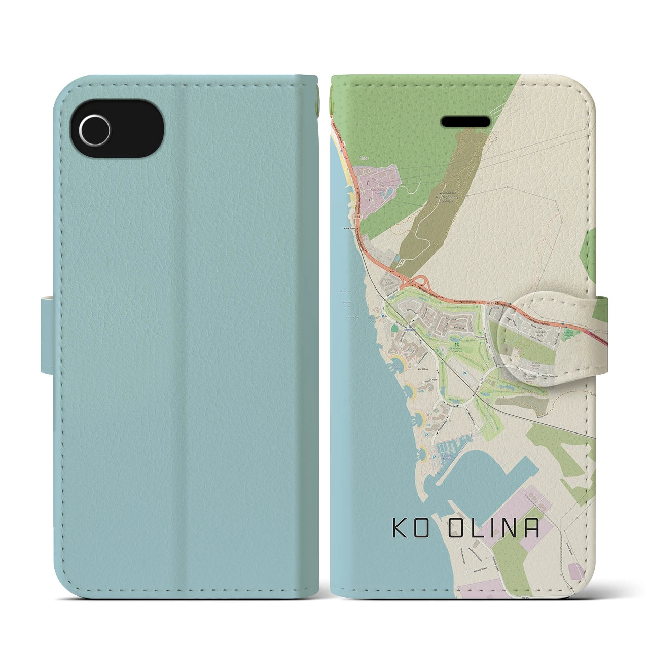 【コオリナ(アメリカ)】地図柄iPhoneケース(手帳タイプ)ナチュラル・iPhone SE(第3 / 第2世代) / 8 / 7 / 6s / 6 用