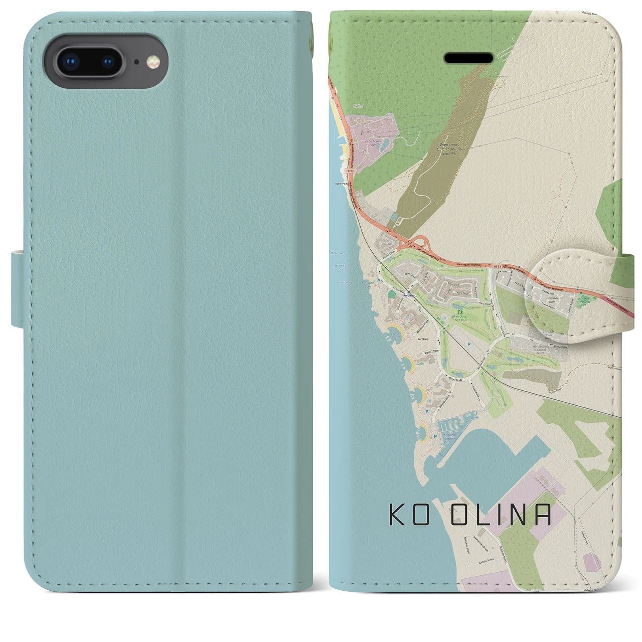 【コオリナ(アメリカ)】地図柄iPhoneケース(手帳タイプ)ナチュラル・iPhone 8Plus /7Plus / 6sPlus / 6Plus 用