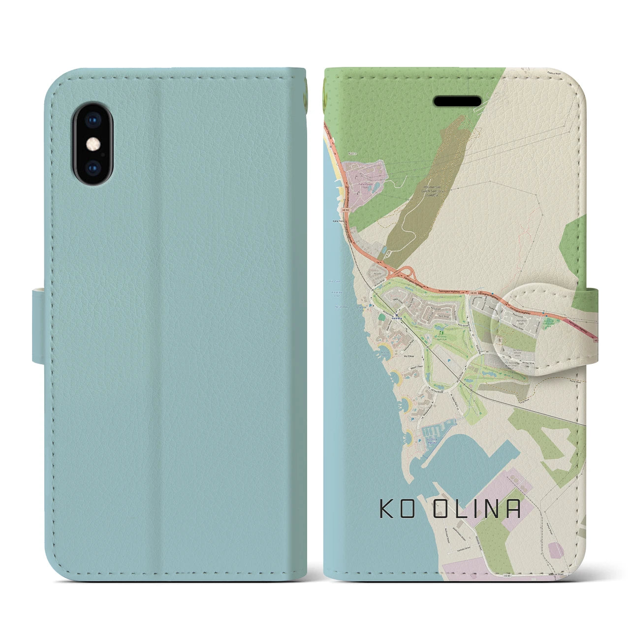 【コオリナ(アメリカ)】地図柄iPhoneケース(手帳タイプ)ナチュラル・iPhone XS / X 用