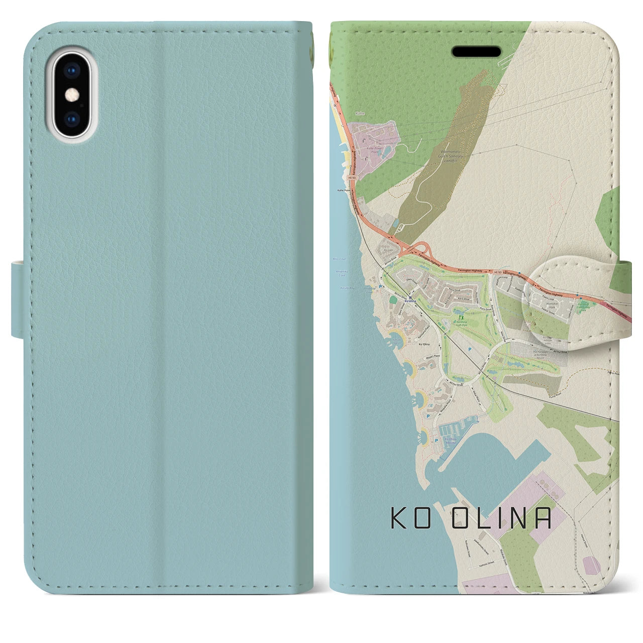 【コオリナ(アメリカ)】地図柄iPhoneケース(手帳タイプ)ナチュラル・iPhone XS Max 用