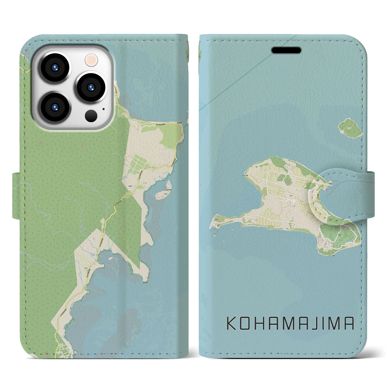 【小浜島(沖縄県)】地図柄iPhoneケース(手帳タイプ)ナチュラル・iPhone 13 Pro 用