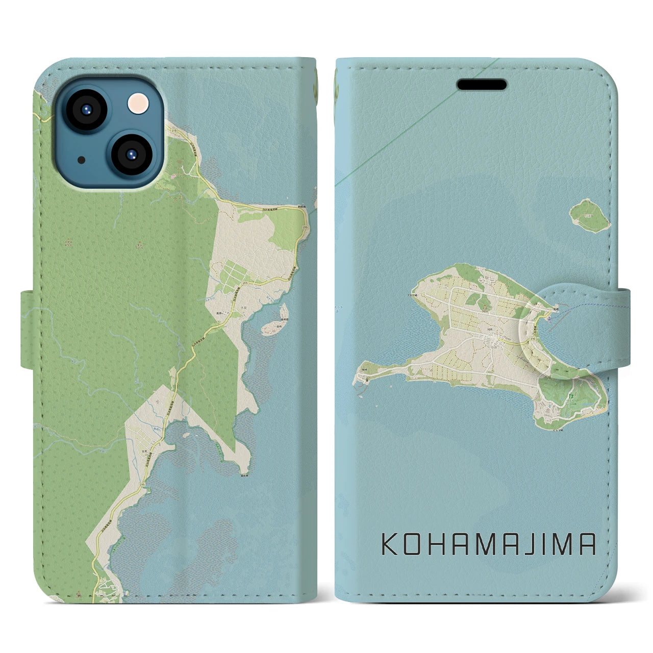 【小浜島(沖縄県)】地図柄iPhoneケース(手帳タイプ)ナチュラル・iPhone 13 用