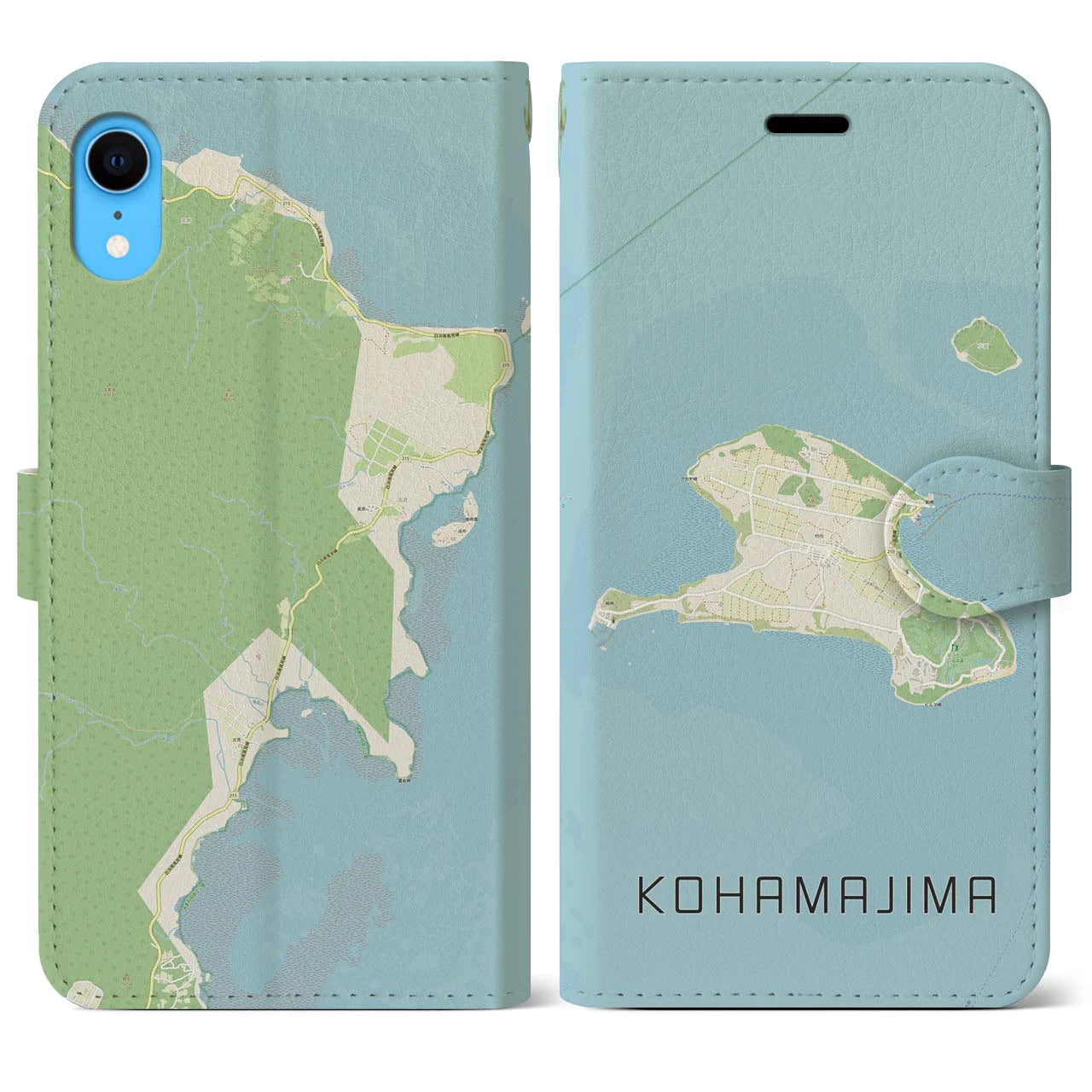 【小浜島(沖縄県)】地図柄iPhoneケース(手帳タイプ)ナチュラル・iPhone XR 用
