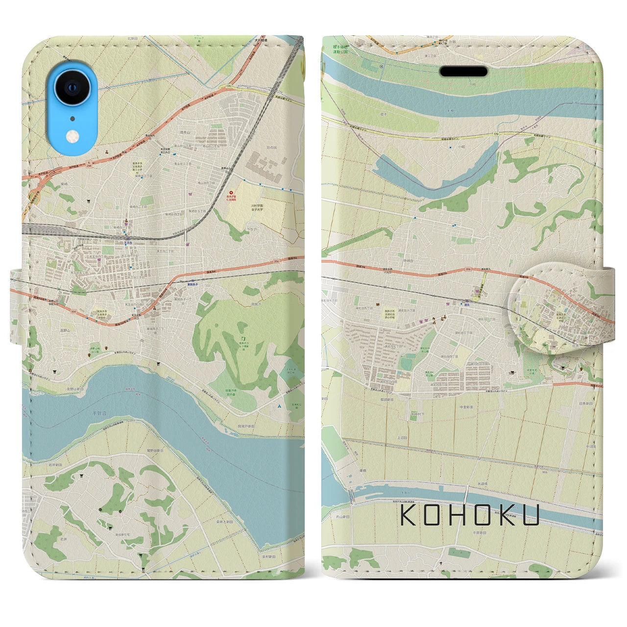 【湖北(千葉県)】地図柄iPhoneケース(手帳タイプ)ナチュラル・iPhone XR 用