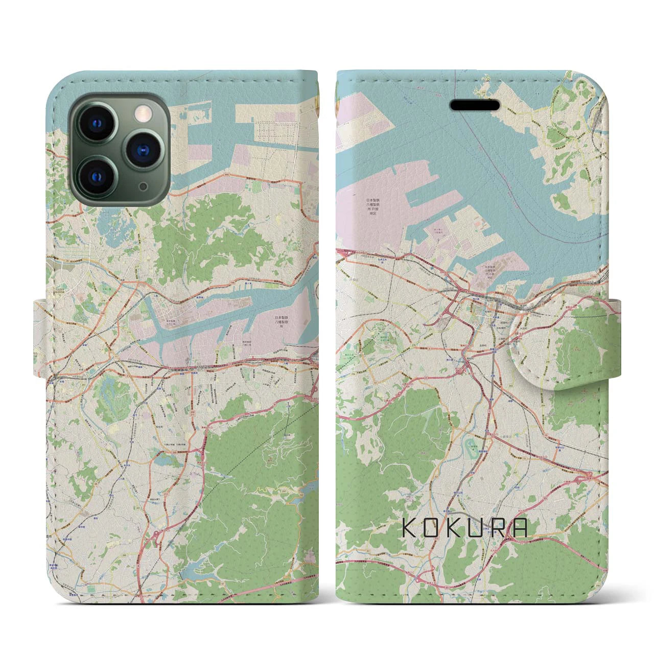 【小倉(福岡県)】地図柄iPhoneケース(手帳タイプ)ナチュラル・iPhone 11 Pro 用