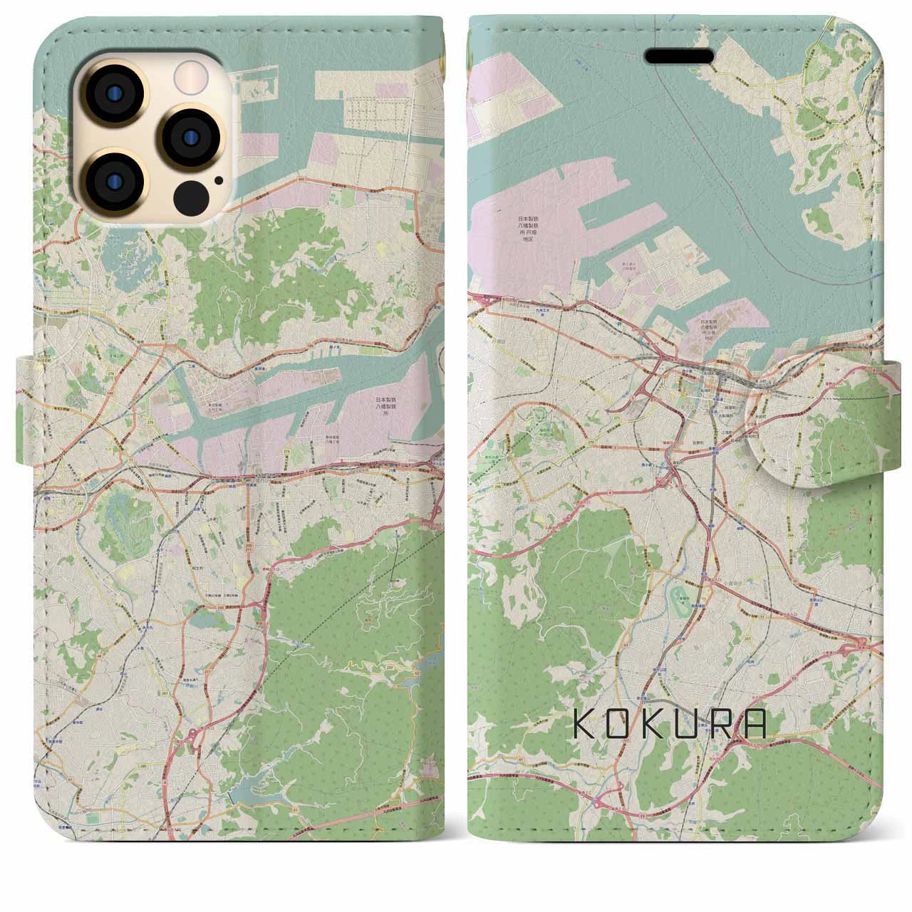 【小倉(福岡県)】地図柄iPhoneケース(手帳タイプ)ナチュラル・iPhone 12 Pro Max 用