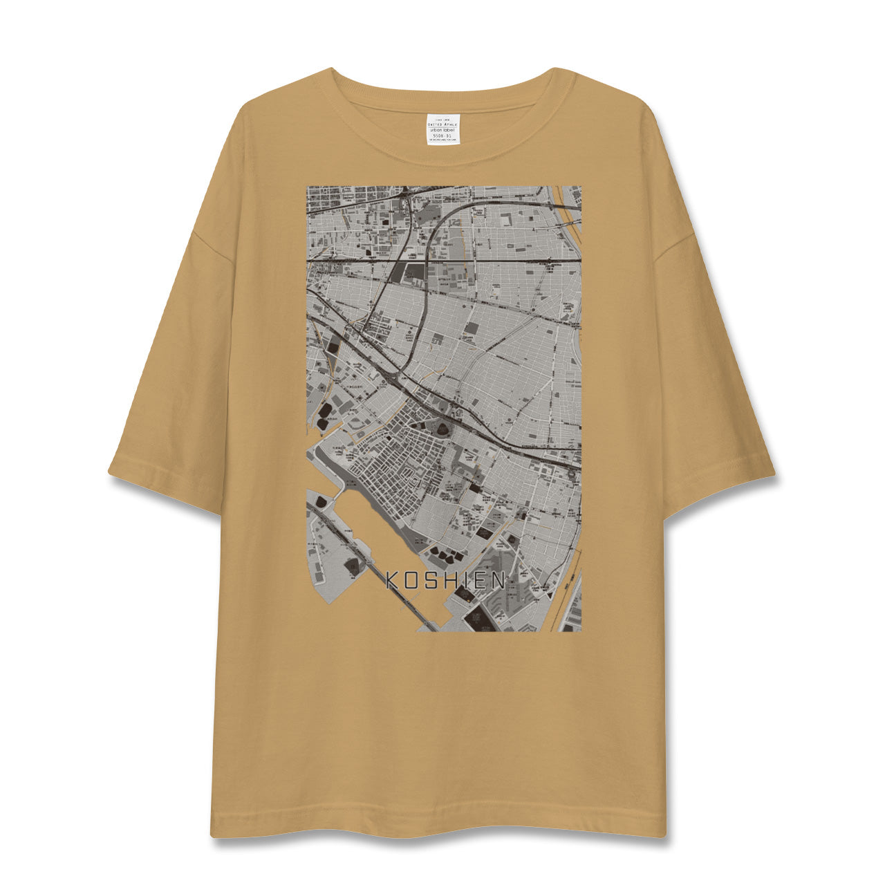 【甲子園(兵庫県)】地図柄ビッグシルエットTシャツ