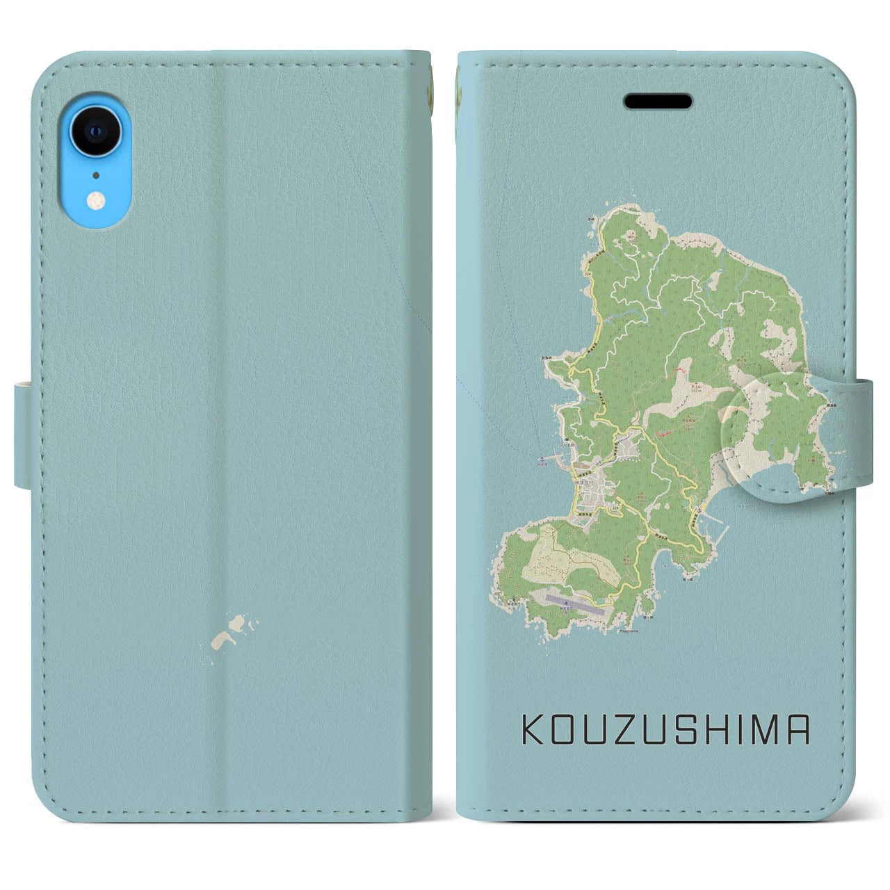 【神津島(東京都)】地図柄iPhoneケース(手帳タイプ)ナチュラル・iPhone XR 用