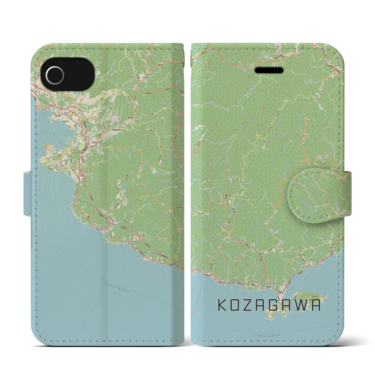 【古座川(和歌山県)】地図柄iPhoneケース(手帳タイプ)ナチュラル・iPhone SE(第3 / 第2世代) / 8 / 7 / 6s / 6 用