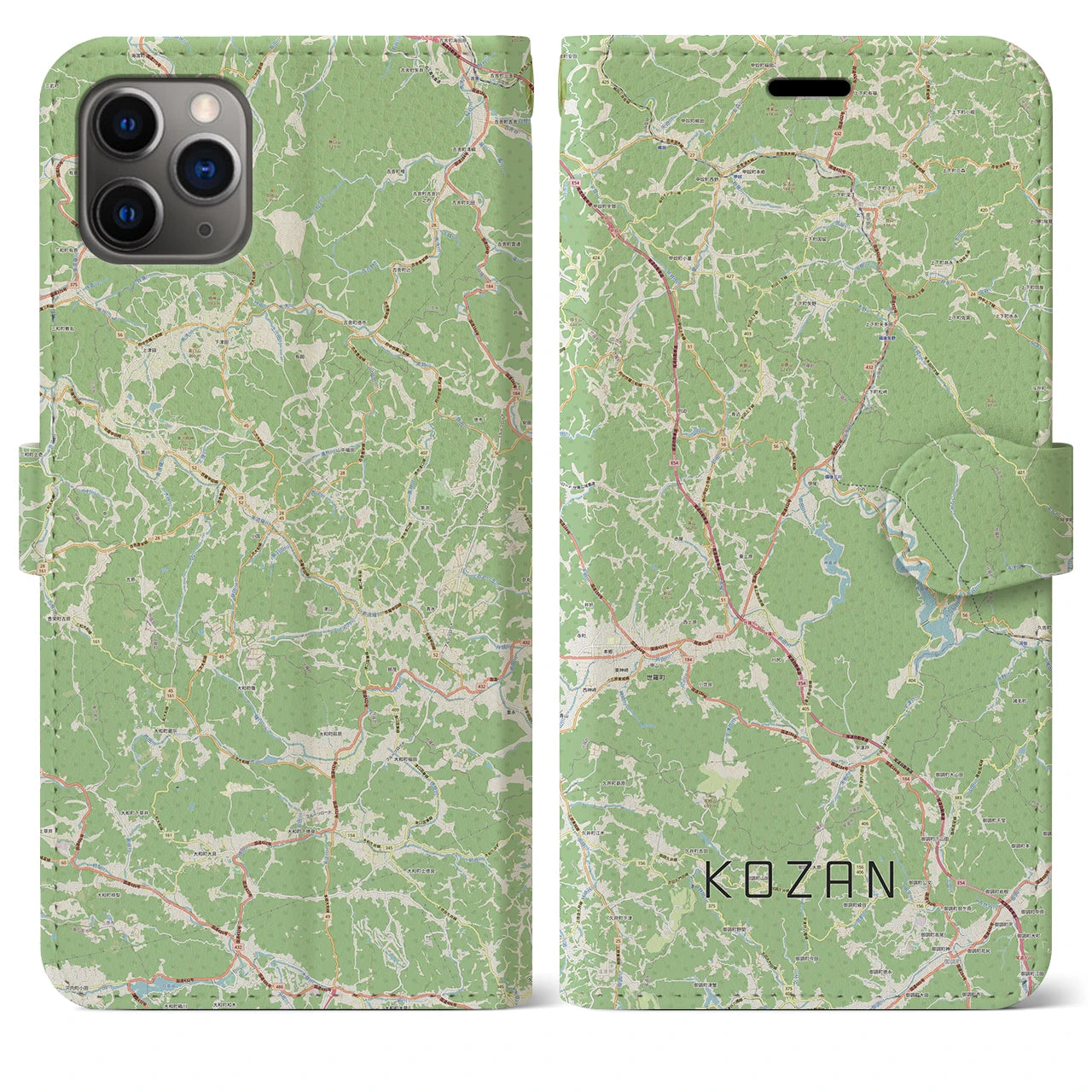 【甲山(広島県)】地図柄iPhoneケース(手帳タイプ)ナチュラル・iPhone 11 Pro Max 用
