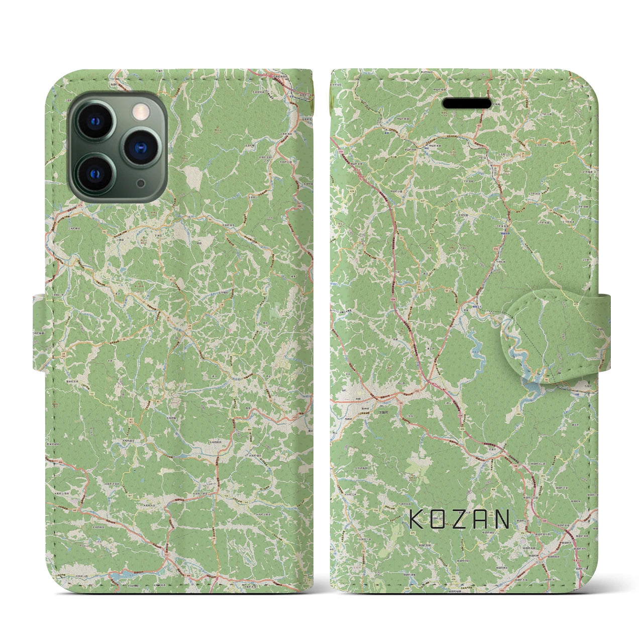 【甲山(広島県)】地図柄iPhoneケース(手帳タイプ)ナチュラル・iPhone 11 Pro 用