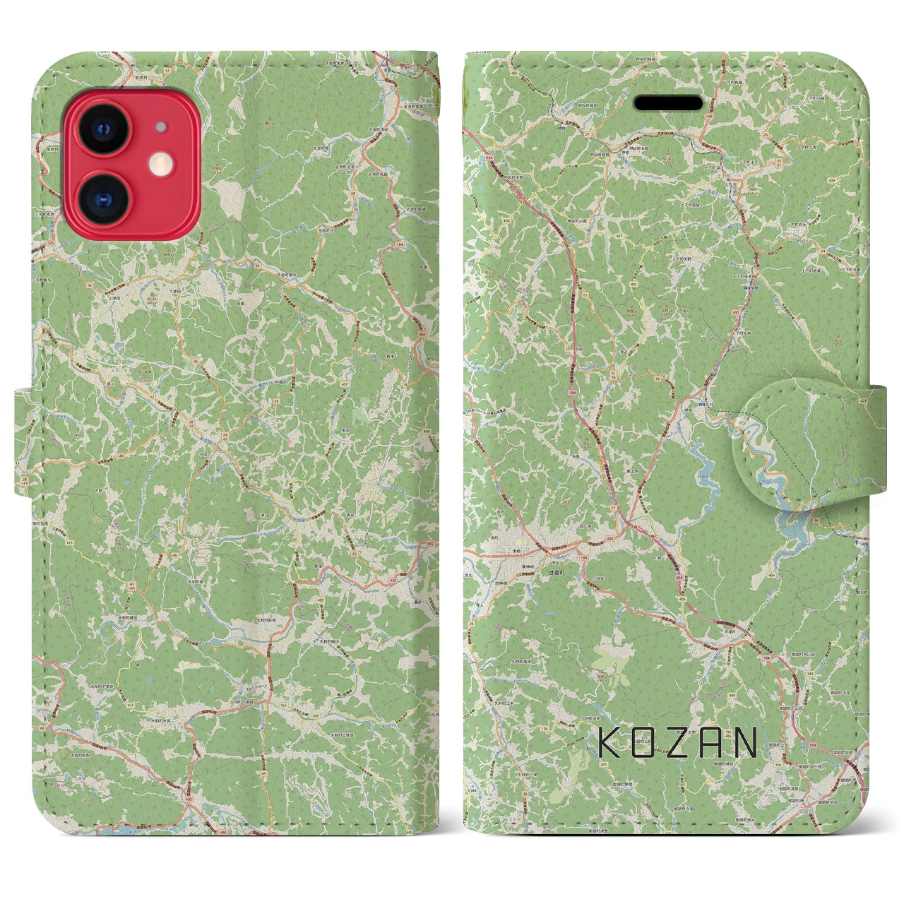 【甲山(広島県)】地図柄iPhoneケース(手帳タイプ)ナチュラル・iPhone 11 用