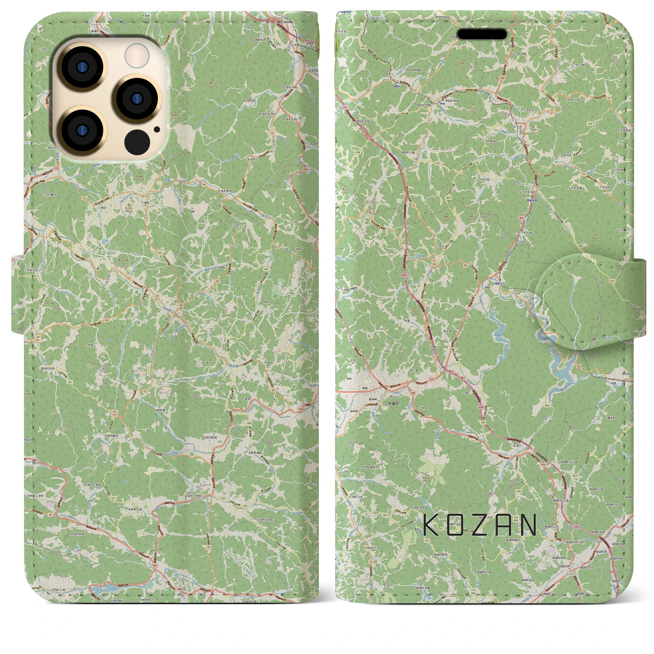 【甲山(広島県)】地図柄iPhoneケース(手帳タイプ)ナチュラル・iPhone 12 Pro Max 用
