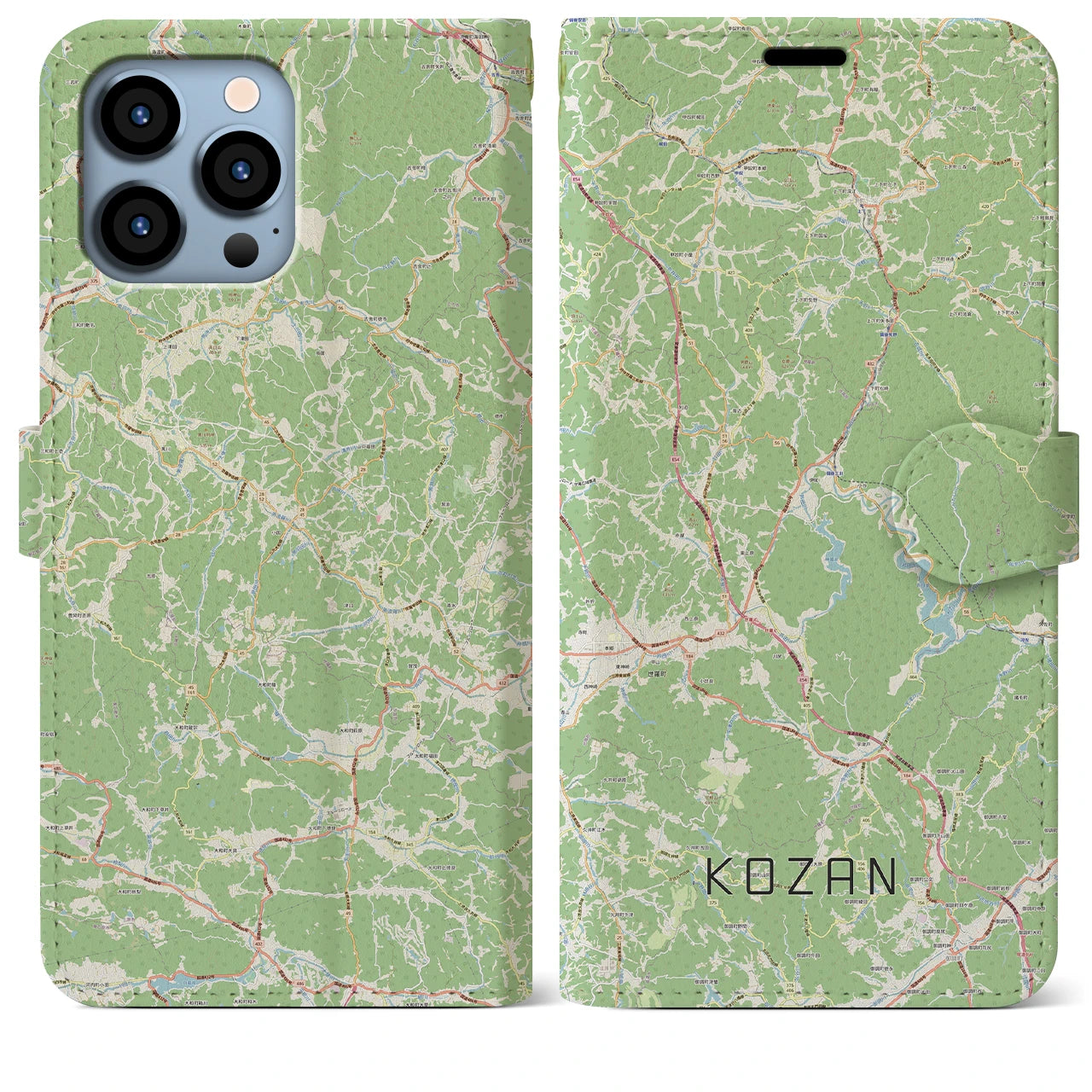 【甲山(広島県)】地図柄iPhoneケース(手帳タイプ)ナチュラル・iPhone 13 Pro Max 用