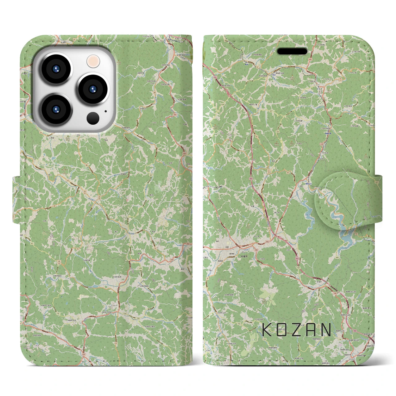 【甲山(広島県)】地図柄iPhoneケース(手帳タイプ)ナチュラル・iPhone 13 Pro 用