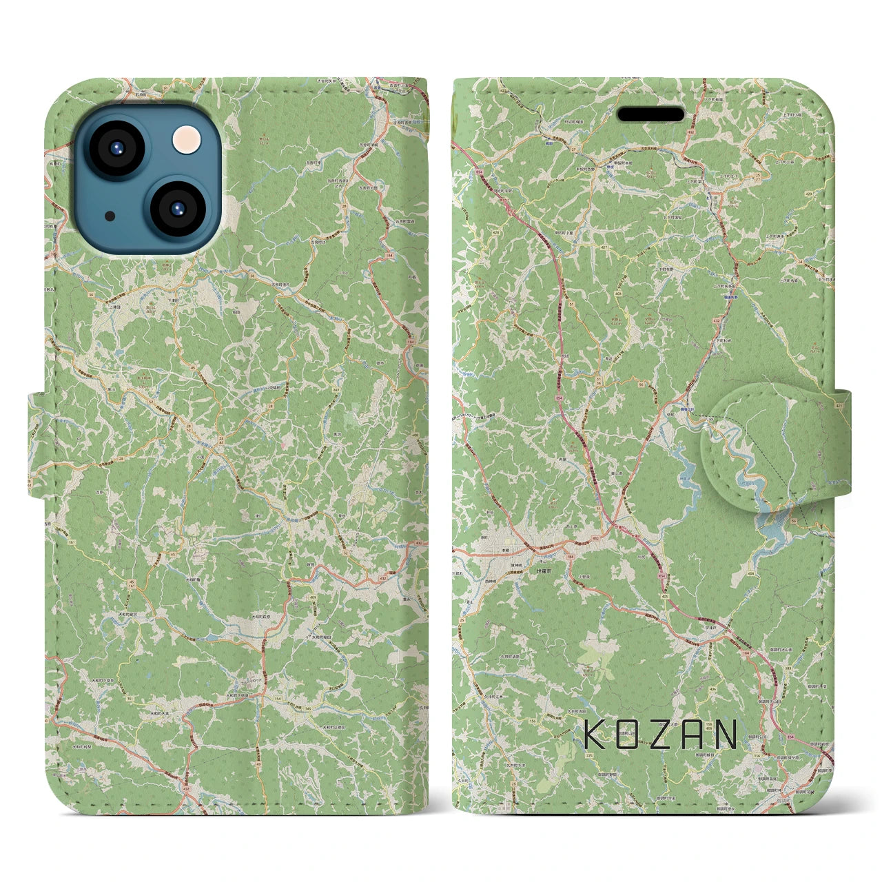 【甲山(広島県)】地図柄iPhoneケース(手帳タイプ)ナチュラル・iPhone 13 用