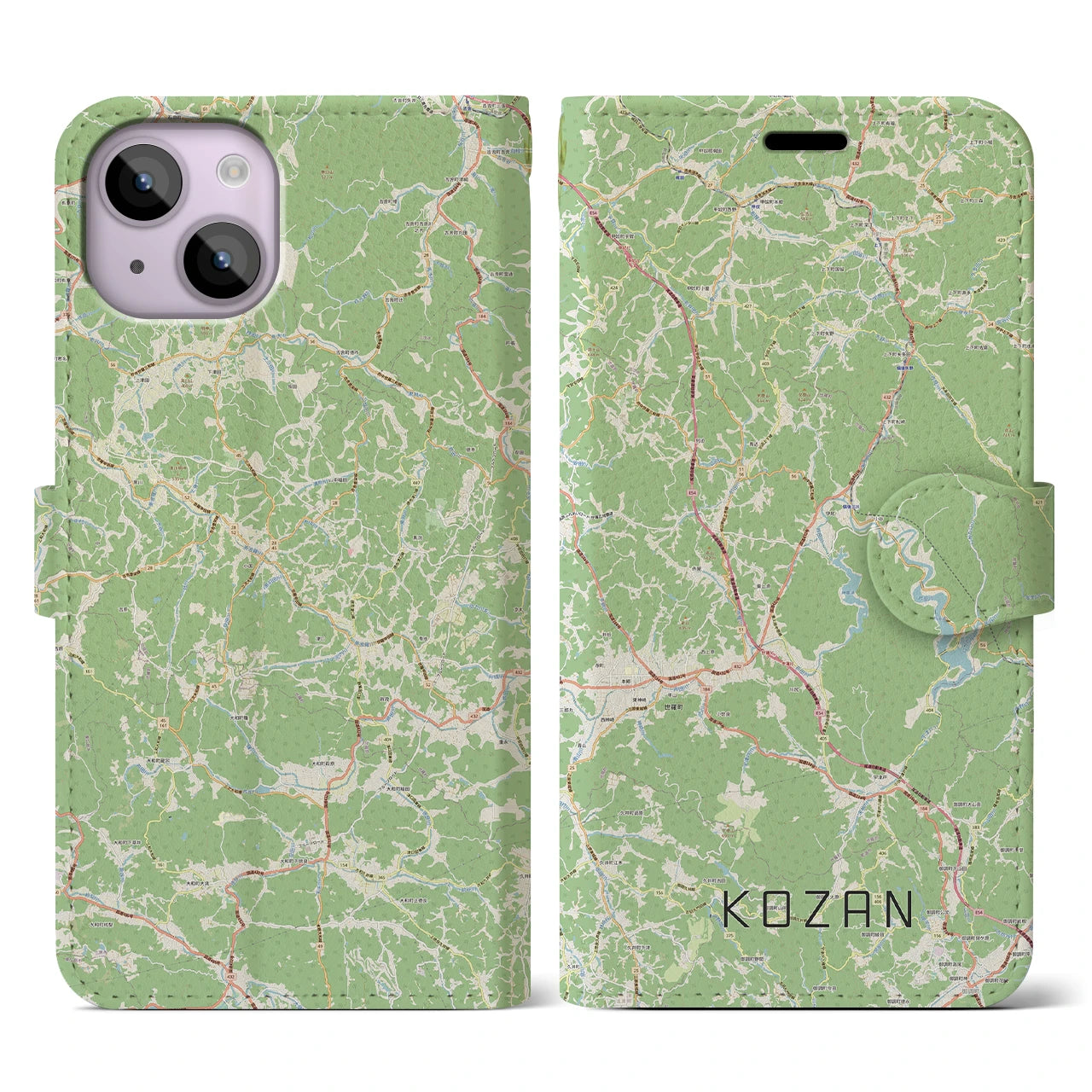 【甲山(広島県)】地図柄iPhoneケース(手帳タイプ)ナチュラル・iPhone 14 用