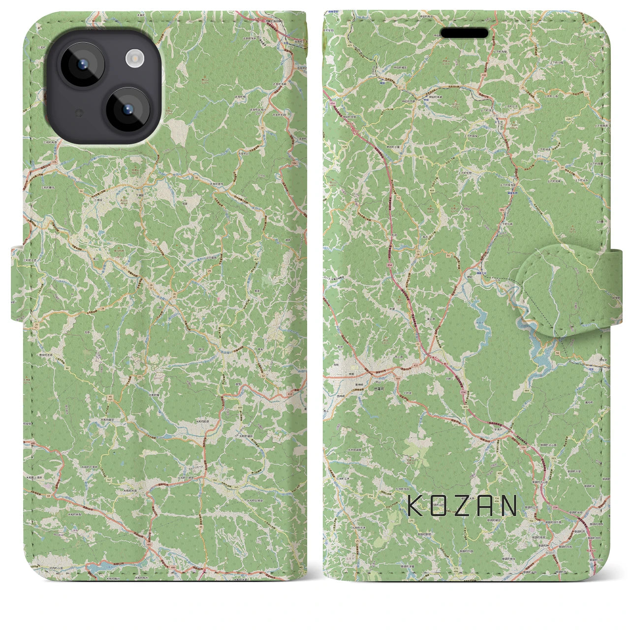 【甲山(広島県)】地図柄iPhoneケース(手帳タイプ)ナチュラル・iPhone 14 Plus 用
