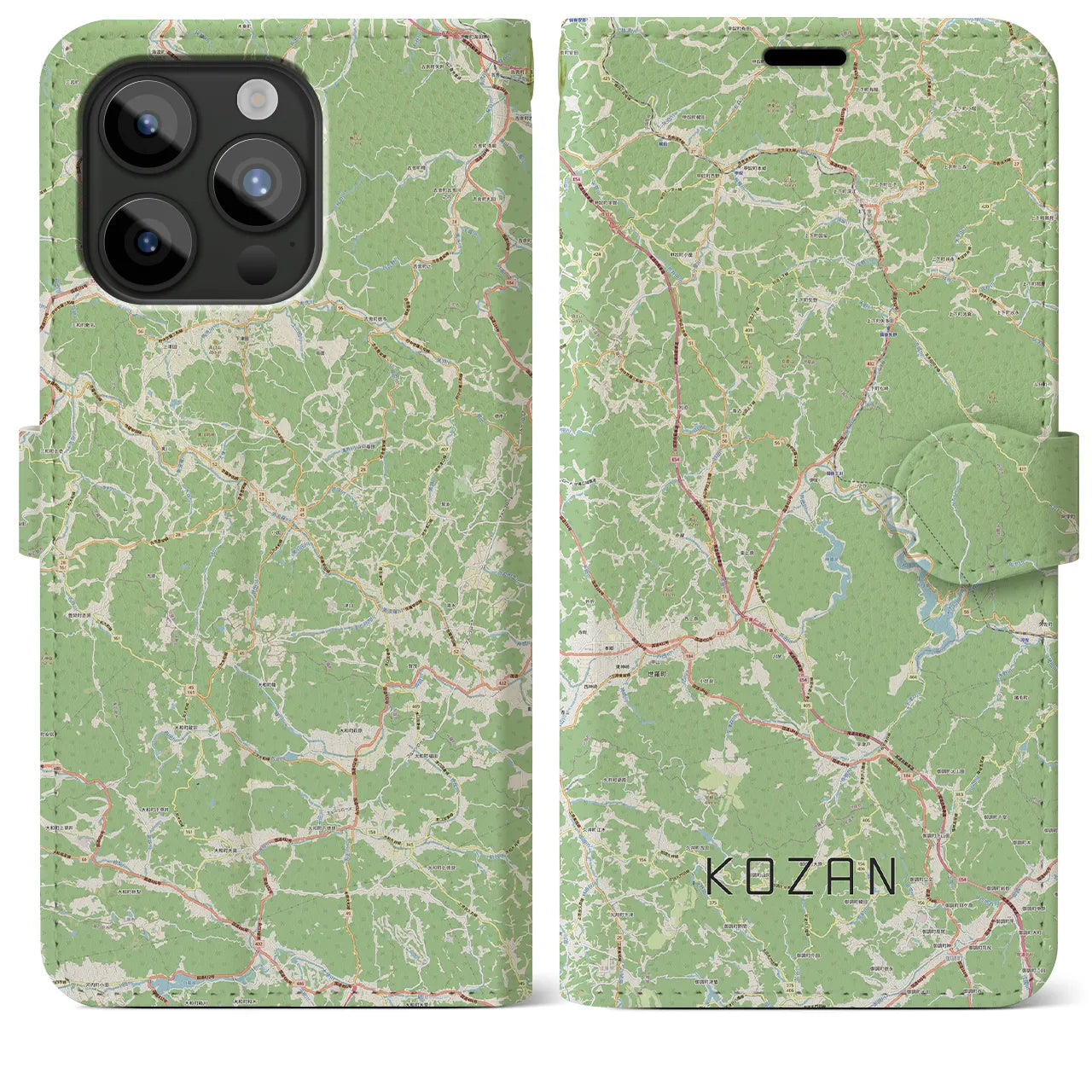 【甲山(広島県)】地図柄iPhoneケース(手帳タイプ)ナチュラル・iPhone 15 Pro Max 用