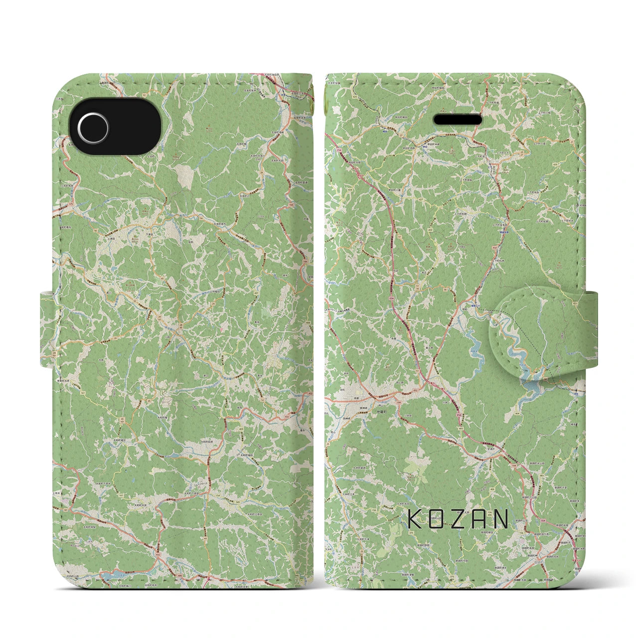 【甲山(広島県)】地図柄iPhoneケース(手帳タイプ)ナチュラル・iPhone SE(第3 / 第2世代) / 8 / 7 / 6s / 6 用