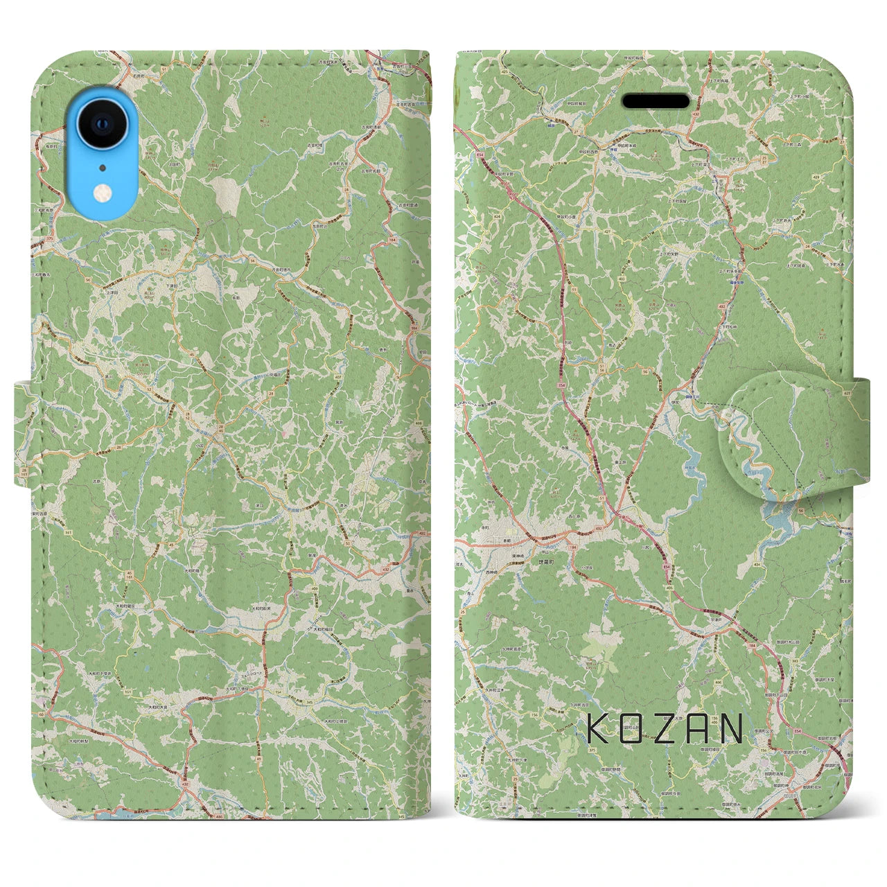 【甲山(広島県)】地図柄iPhoneケース(手帳タイプ)ナチュラル・iPhone XR 用