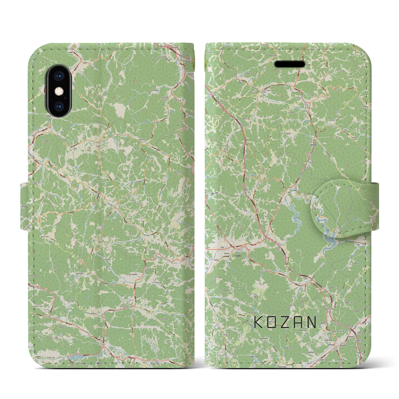 【甲山(広島県)】地図柄iPhoneケース(手帳タイプ)ナチュラル・iPhone XS / X 用