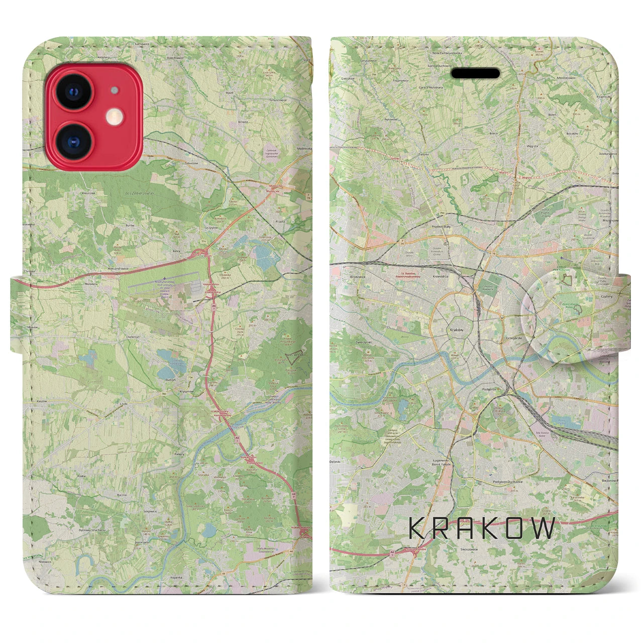 【クラクフ(ポーランド)】地図柄iPhoneケース(手帳タイプ)ナチュラル・iPhone 11 用