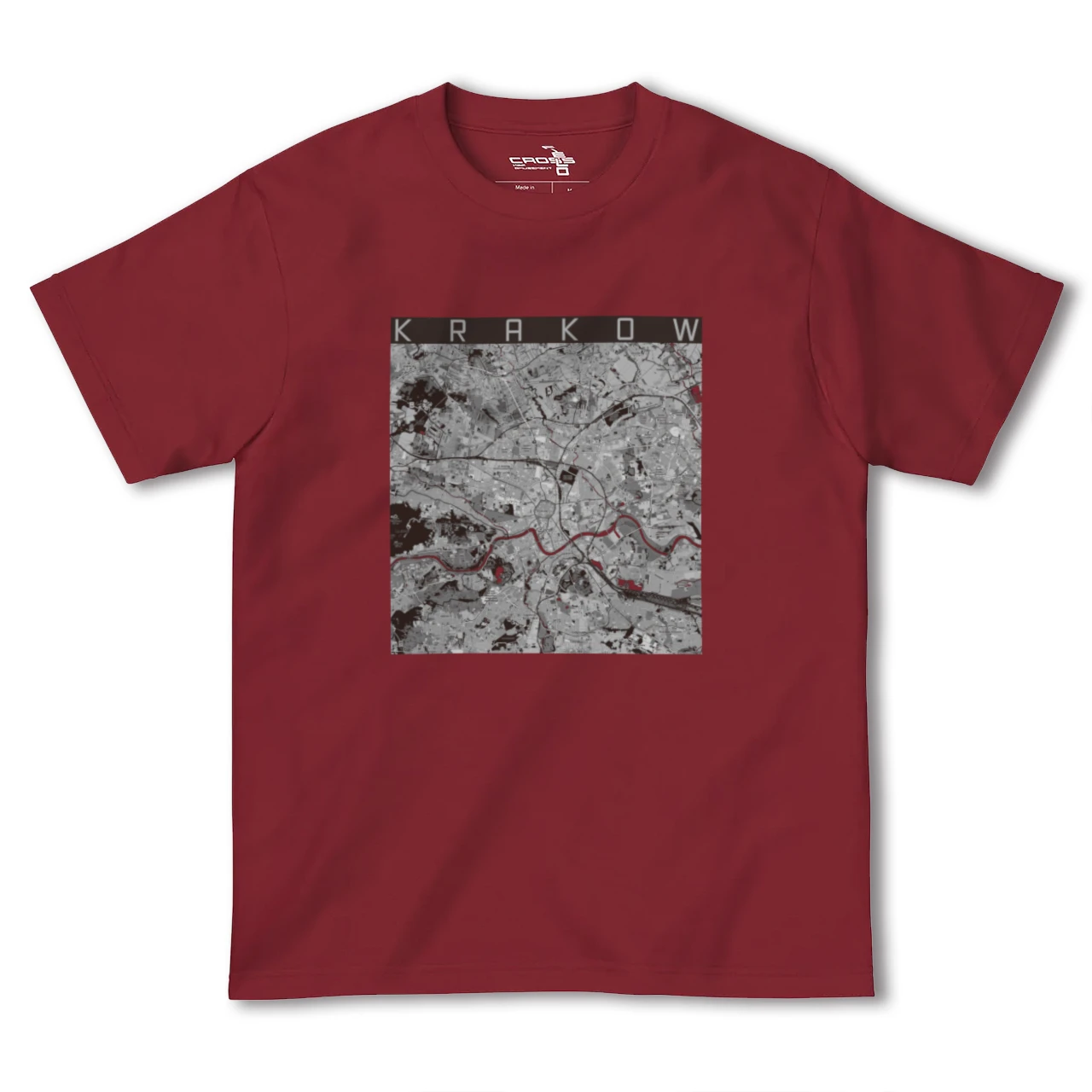 【クラクフ(ポーランド)】地図柄ヘビーウェイトTシャツ