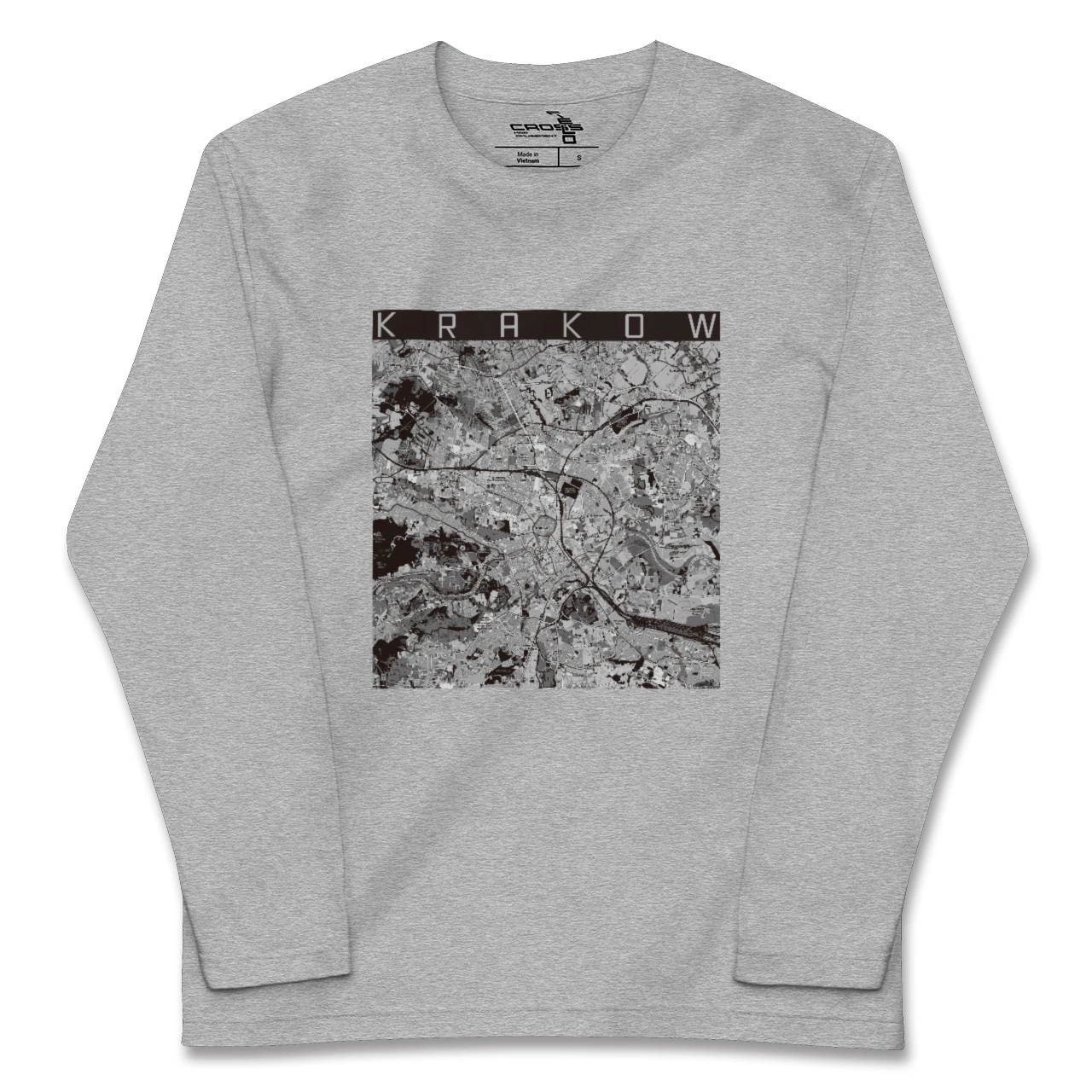【クラクフ(ポーランド)】地図柄ロングスリーブTシャツ