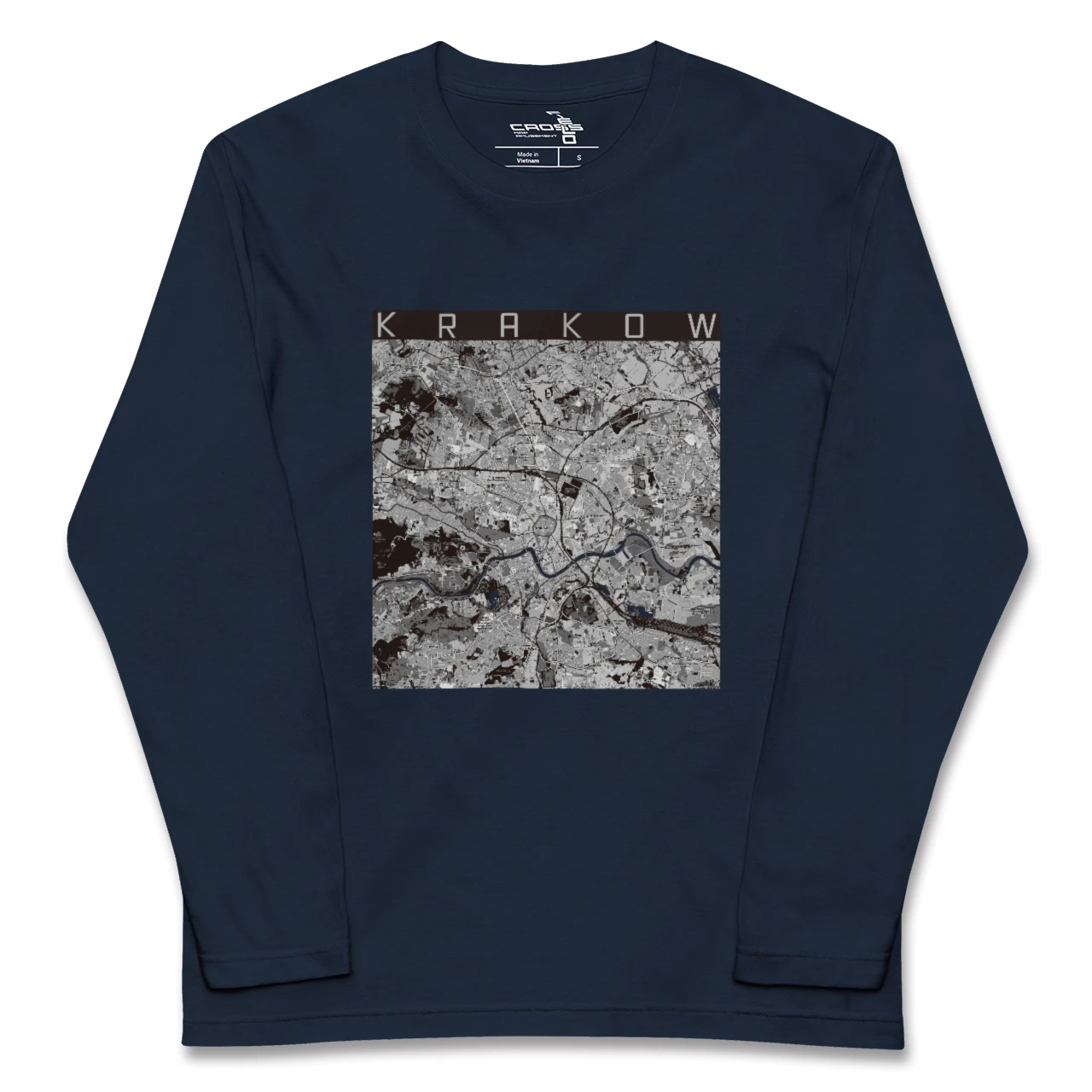 【クラクフ(ポーランド)】地図柄ロングスリーブTシャツ