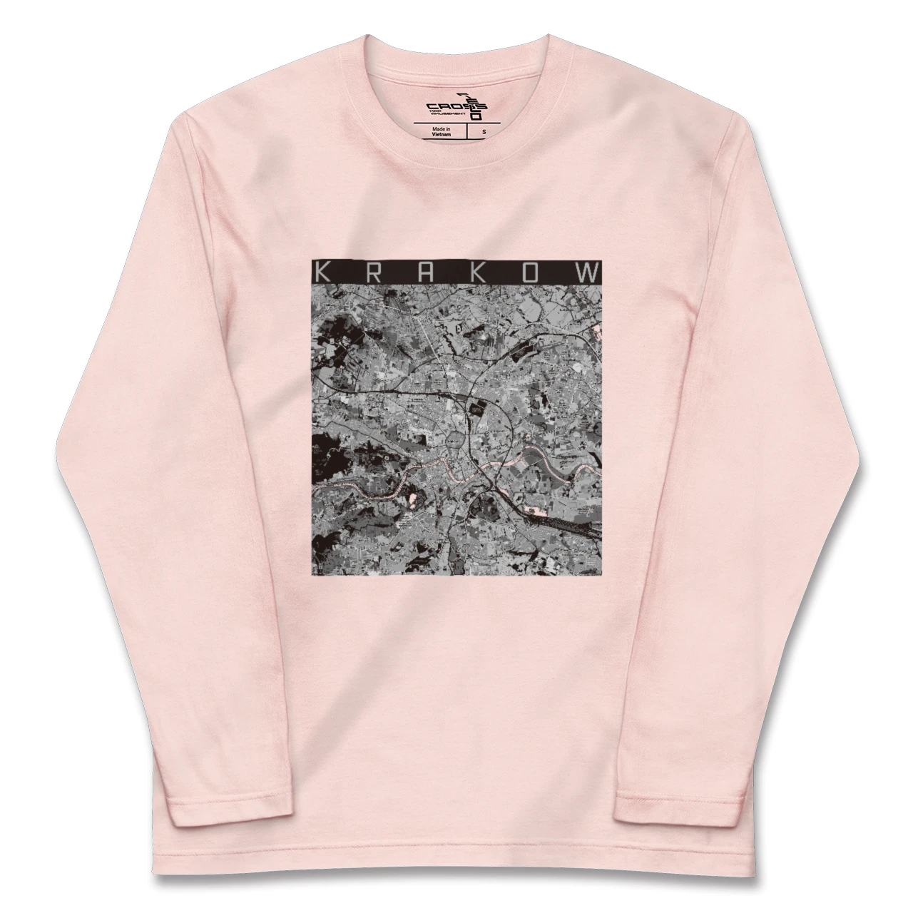 【クラクフ(ポーランド)】地図柄ロングスリーブTシャツ