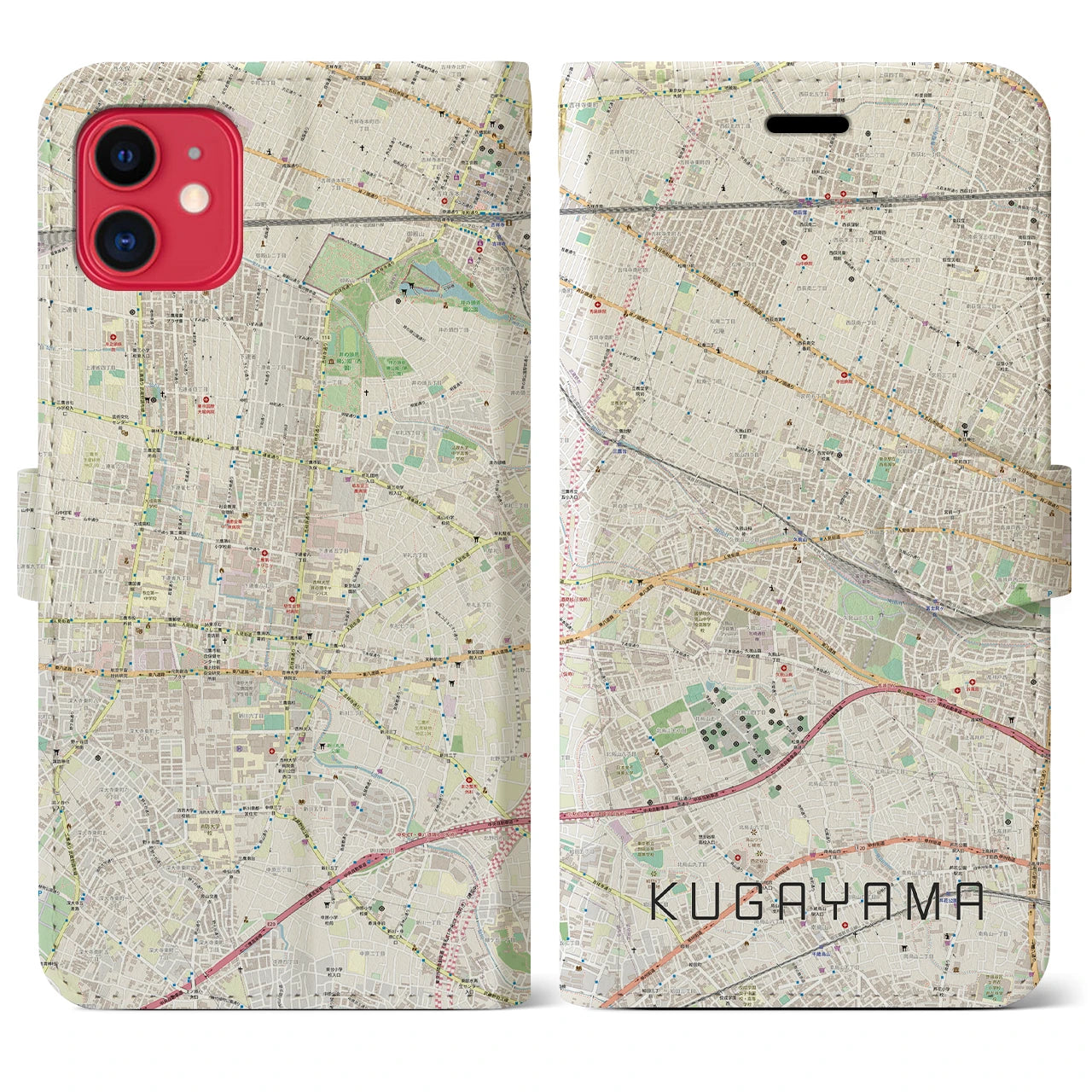 【久我山(東京都)】地図柄iPhoneケース(手帳タイプ)ナチュラル・iPhone 11 用