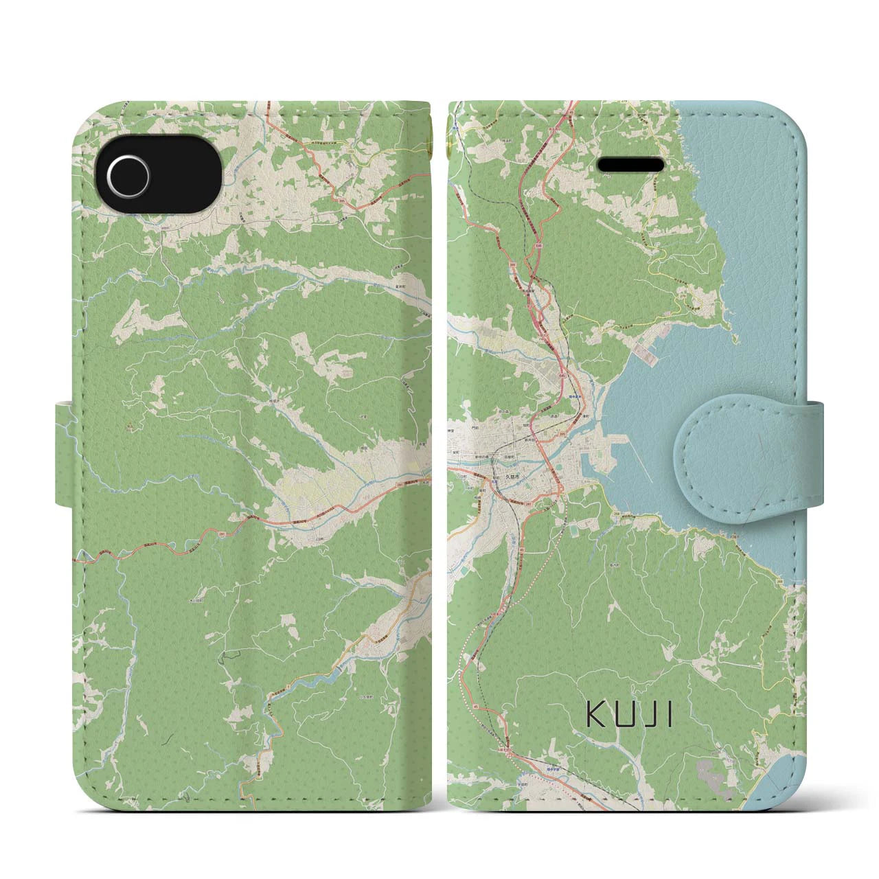 【久慈(岩手県)】地図柄iPhoneケース(手帳タイプ)ナチュラル・iPhone SE(第3 / 第2世代) / 8 / 7 / 6s / 6 用