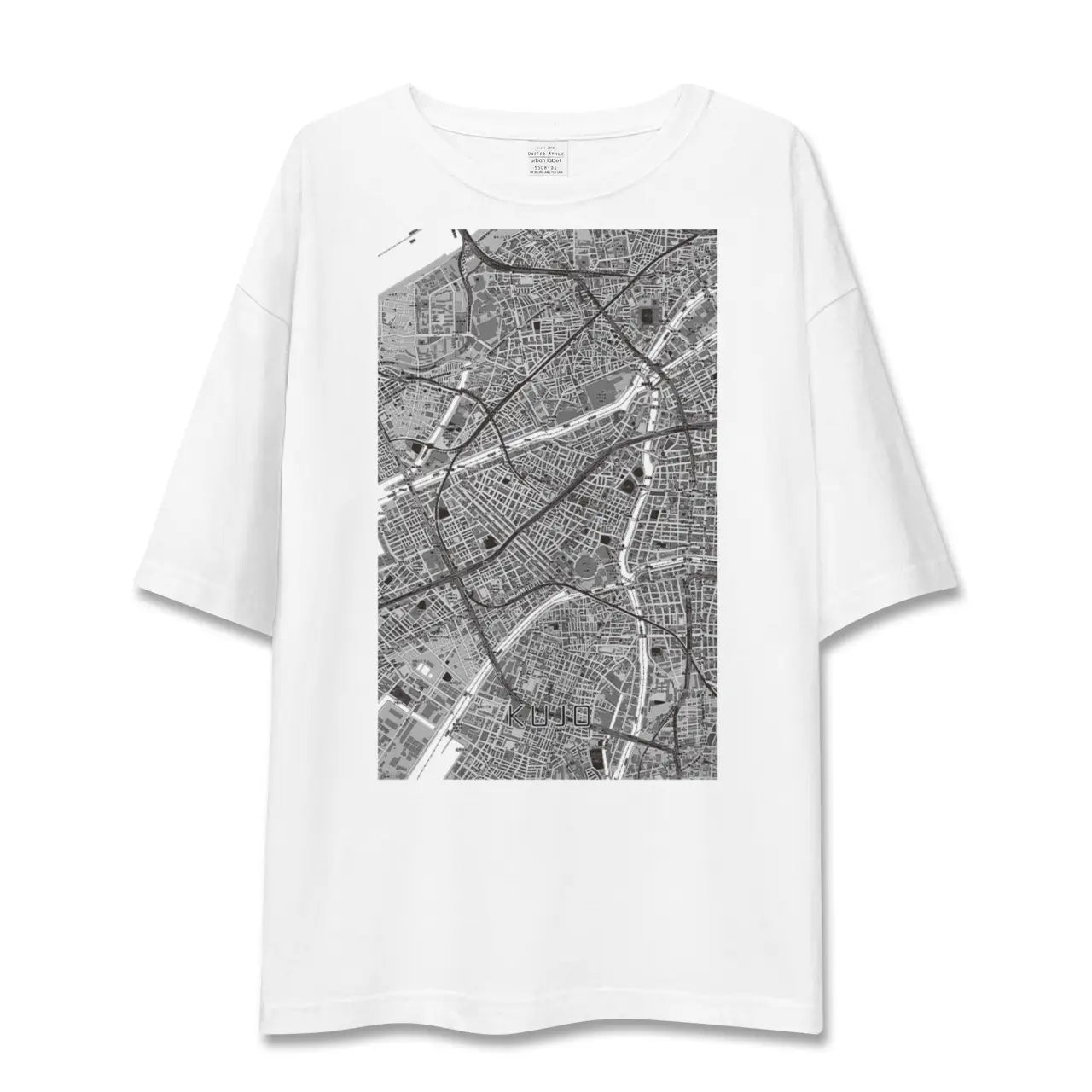【九条(大阪府)(大阪府)】地図柄ビッグシルエットTシャツ