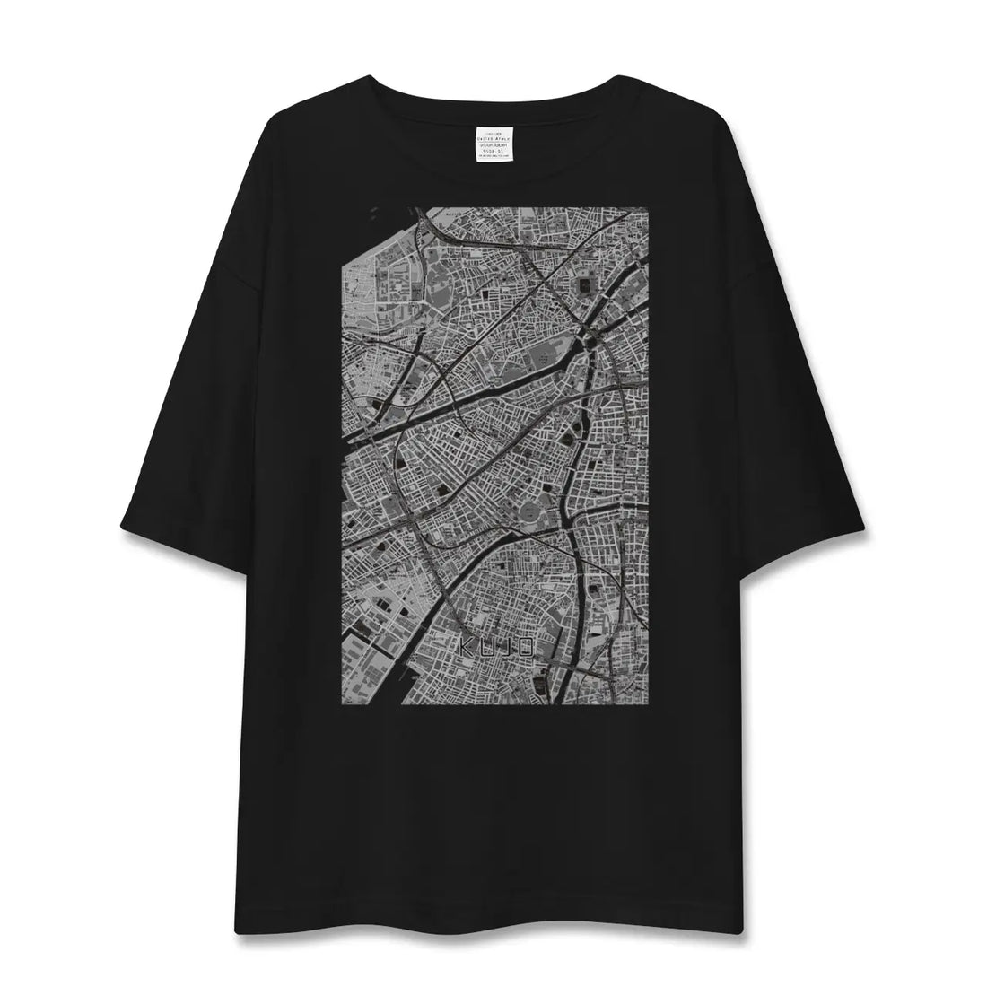 【九条(大阪府)(大阪府)】地図柄ビッグシルエットTシャツ