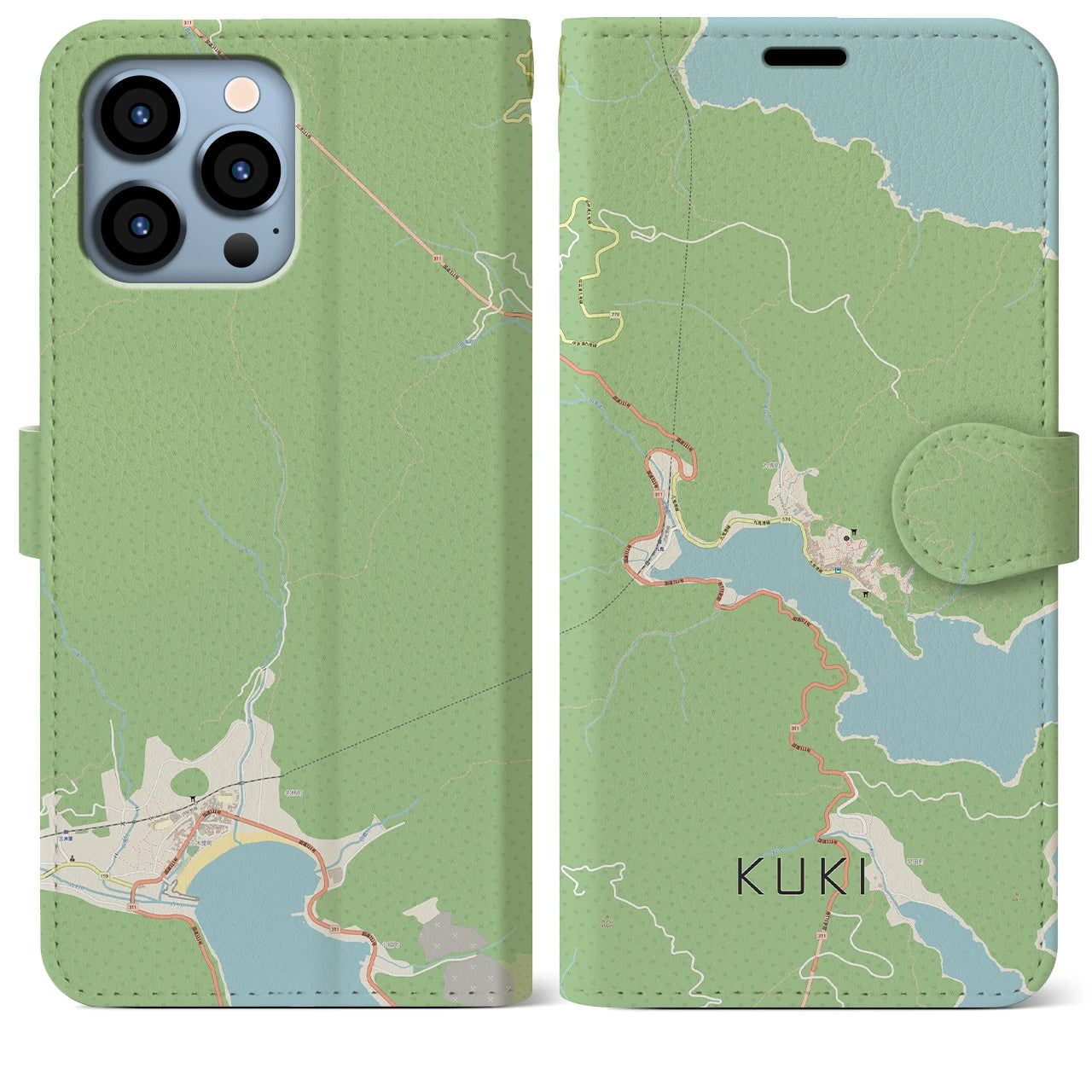 【九鬼(三重県)】地図柄iPhoneケース(手帳タイプ)ナチュラル・iPhone 13 Pro Max 用