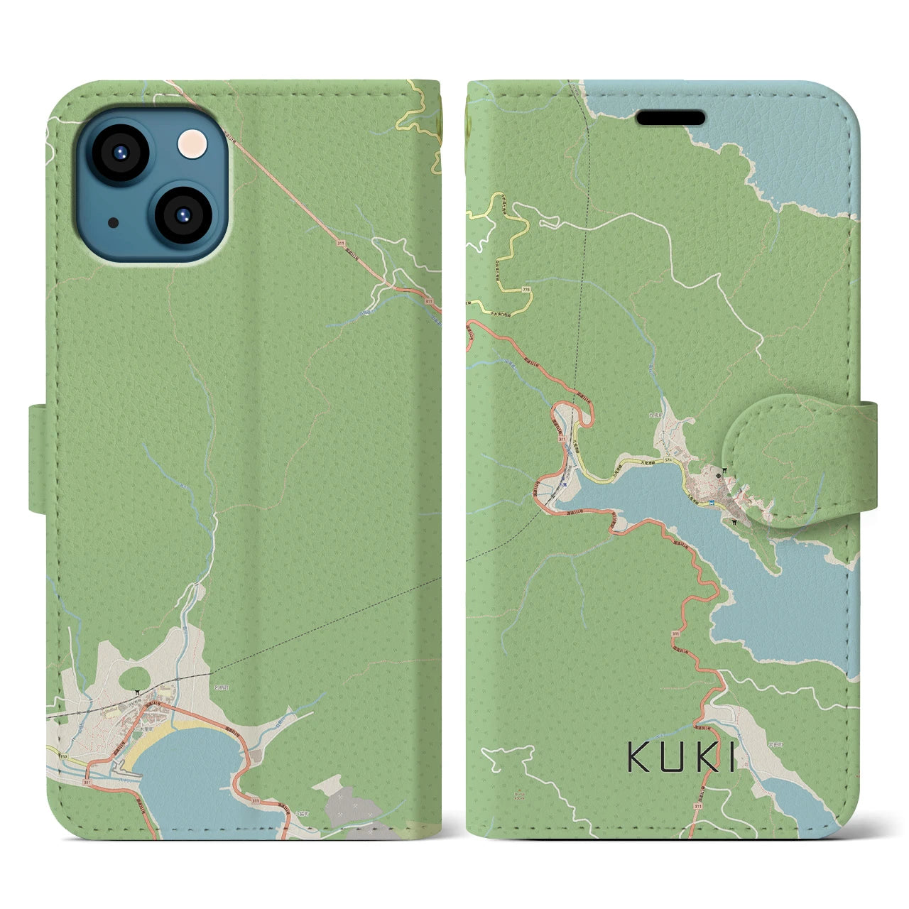 【九鬼(三重県)】地図柄iPhoneケース(手帳タイプ)ナチュラル・iPhone 13 用