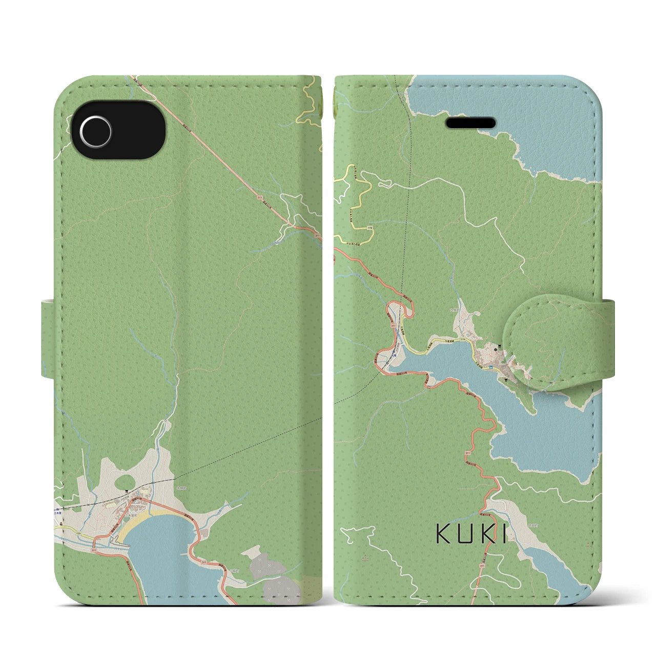 【九鬼(三重県)】地図柄iPhoneケース(手帳タイプ)ナチュラル・iPhone SE(第3 / 第2世代) / 8 / 7 / 6s / 6 用