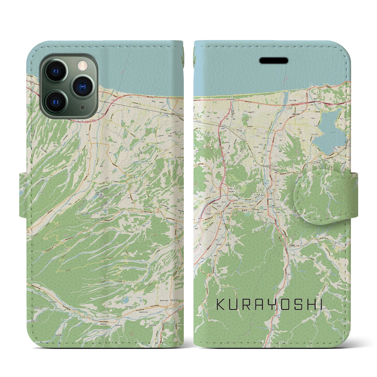 【倉吉(鳥取県)】地図柄iPhoneケース(手帳タイプ)ナチュラル・iPhone 11 Pro 用