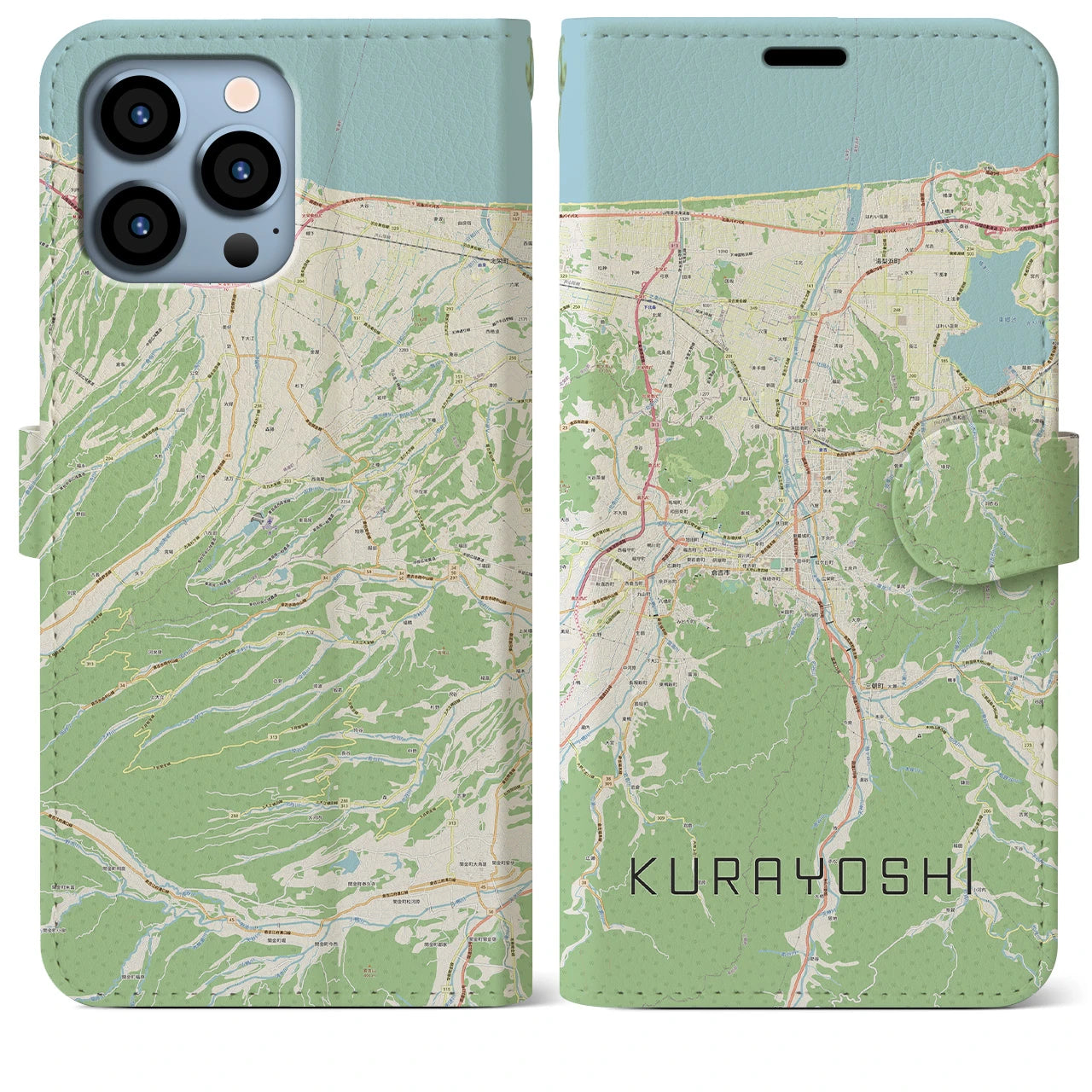 【倉吉(鳥取県)】地図柄iPhoneケース(手帳タイプ)ナチュラル・iPhone 13 Pro Max 用