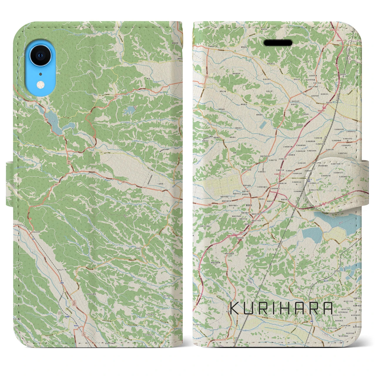 【栗原(宮城県)】地図柄iPhoneケース(手帳タイプ)ナチュラル・iPhone XR 用