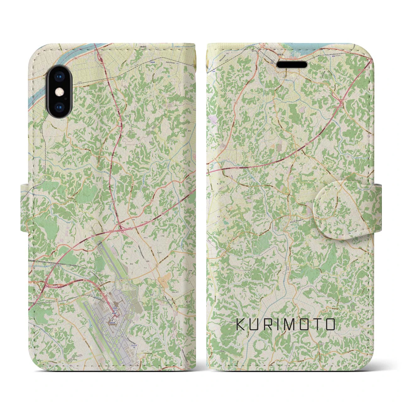 【栗源(千葉県)】地図柄iPhoneケース(手帳タイプ)ナチュラル・iPhone XS / X 用