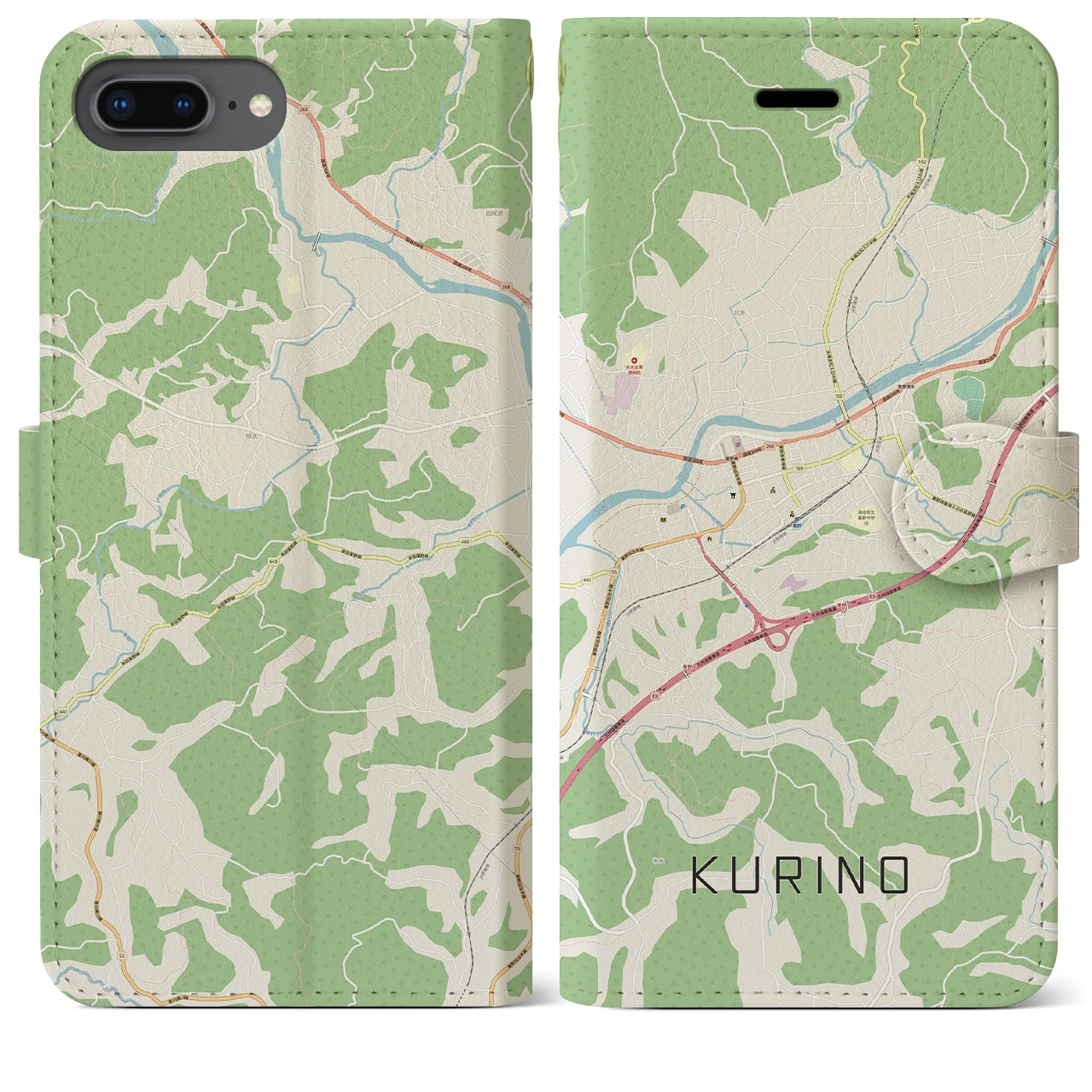 【栗野(鹿児島県)】地図柄iPhoneケース(手帳タイプ)ナチュラル・iPhone XR 用