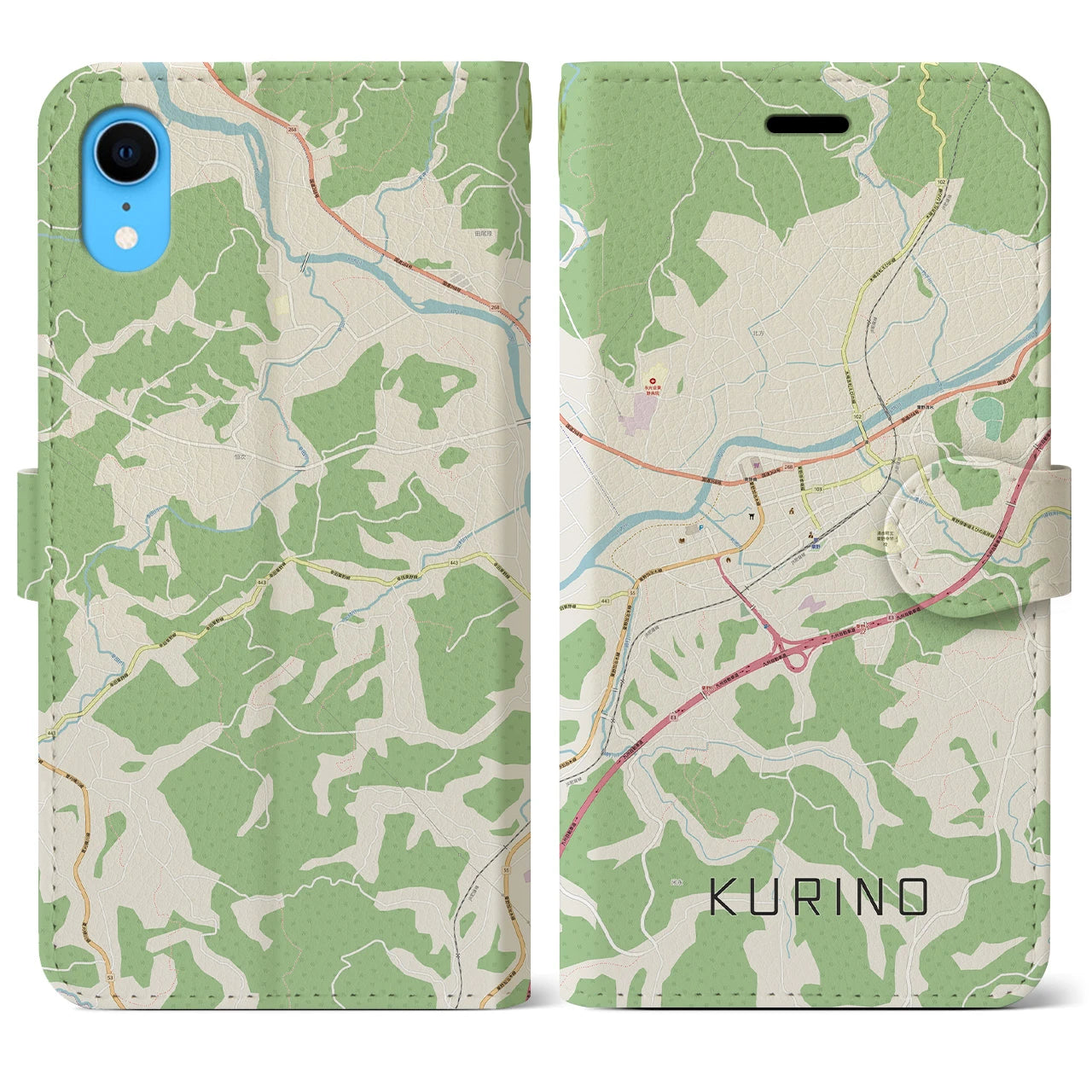 【栗野(鹿児島県)】地図柄iPhoneケース(手帳タイプ)ナチュラル・iPhone XS / X 用