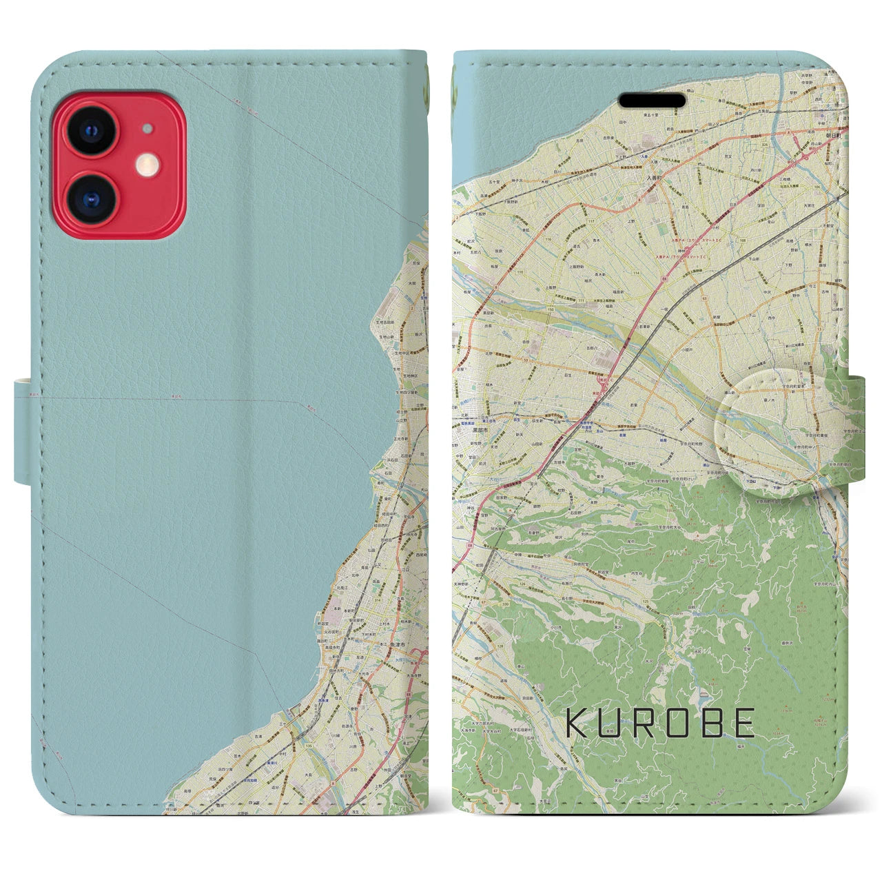 【黒部(富山県)】地図柄iPhoneケース(手帳タイプ)ナチュラル・iPhone 11 用