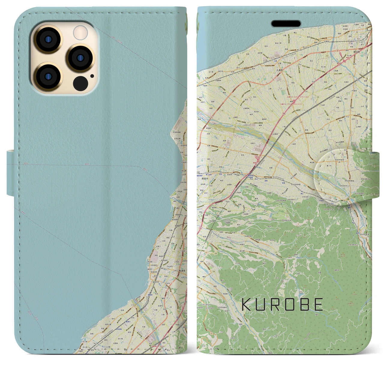 【黒部(富山県)】地図柄iPhoneケース(手帳タイプ)ナチュラル・iPhone 12 Pro Max 用