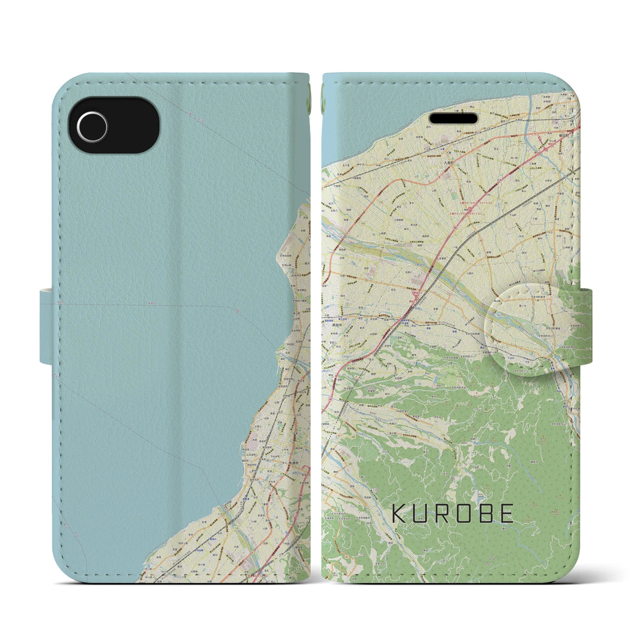 【黒部(富山県)】地図柄iPhoneケース(手帳タイプ)ナチュラル・iPhone SE(第3 / 第2世代) / 8 / 7 / 6s / 6 用