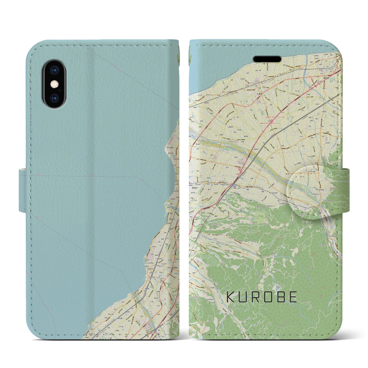 【黒部(富山県)】地図柄iPhoneケース(手帳タイプ)ナチュラル・iPhone XS / X 用