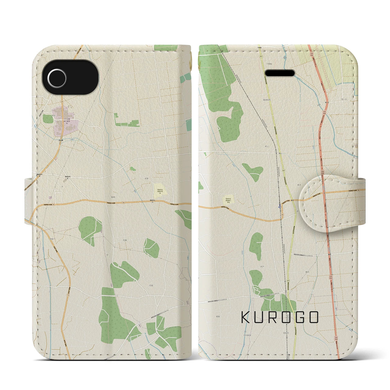 【黒子(茨城県)】地図柄iPhoneケース(手帳タイプ)ナチュラル・iPhone SE(第3 / 第2世代) / 8 / 7 / 6s / 6 用