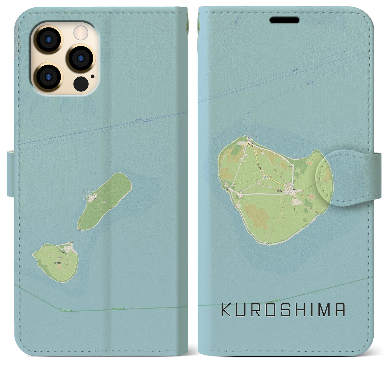 【黒島(沖縄県)】地図柄iPhoneケース(手帳タイプ)ナチュラル・iPhone 12 Pro Max 用